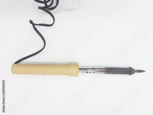 Rusty Used Solder for Electronic Circuit Repair Technician in White Isolated Background photo