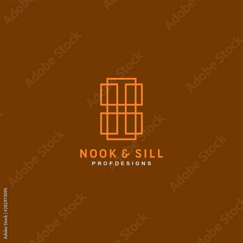 nook and sill modern window and door specialist furniture designs logo art vector illustration