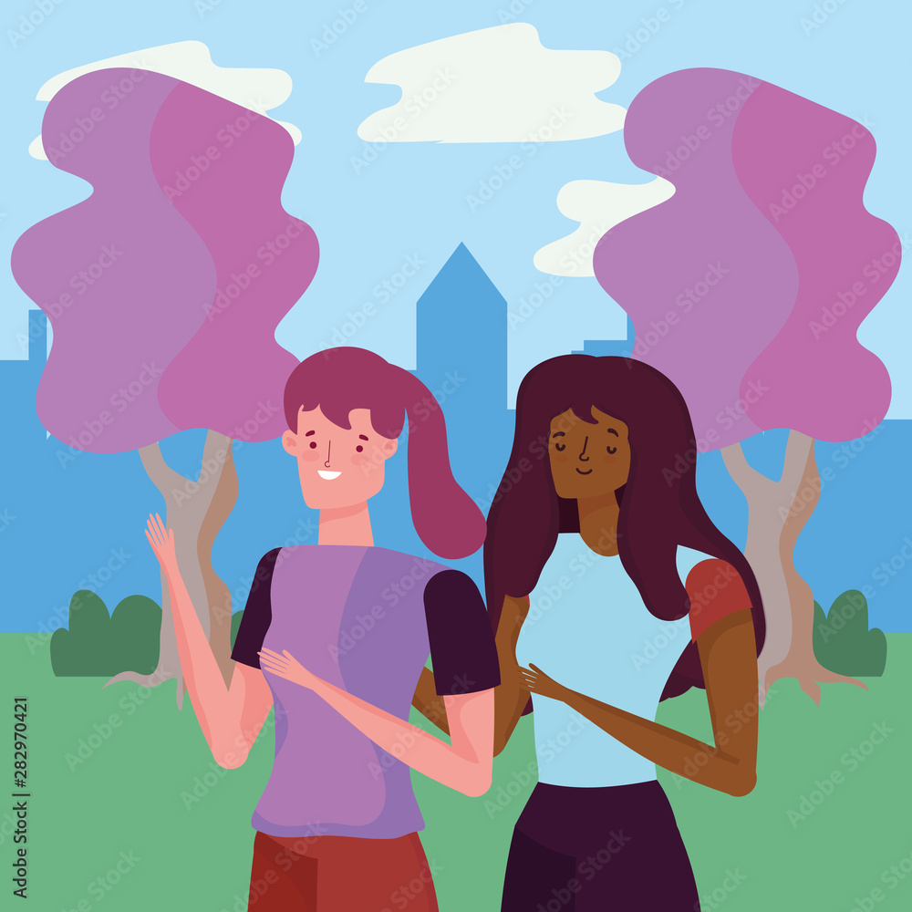 Women in park vector design Women in park vector design