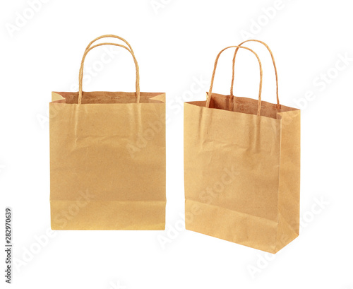Paper bag isolated on white with clipping path