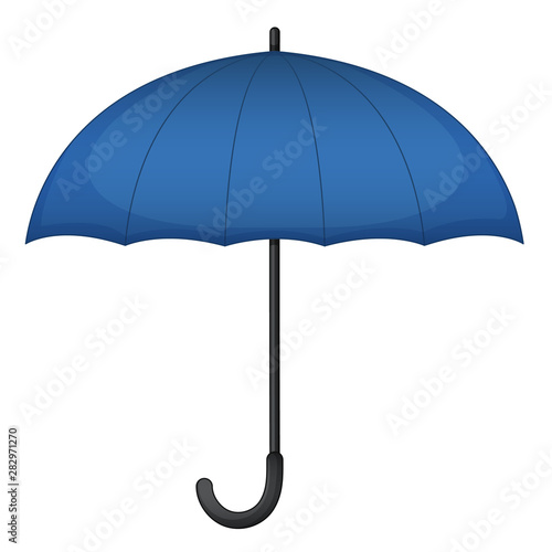 Blue umbrella on white background