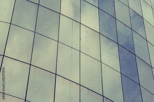 Blue glass of windows building