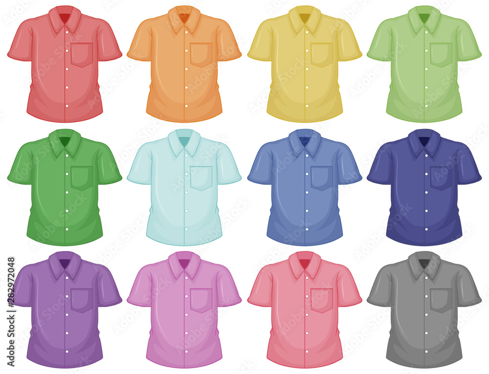 Colorful button shirt clothes isolated on white Colorful button shirt clothes isolated on white