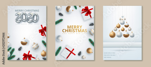 Happy NHappy New 2020 Year. Holiday poster template or festive party invitation design. Vector illustrationew 2020 Year. Holiday poster template or festive party invitation design. Vector illustration