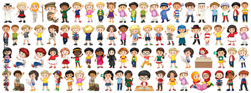 Children with different nationalities on white background