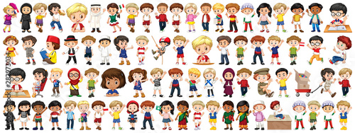 Children with different nationalities on white background