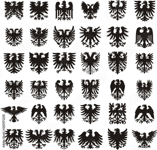 Heraldic eagles silhouettes