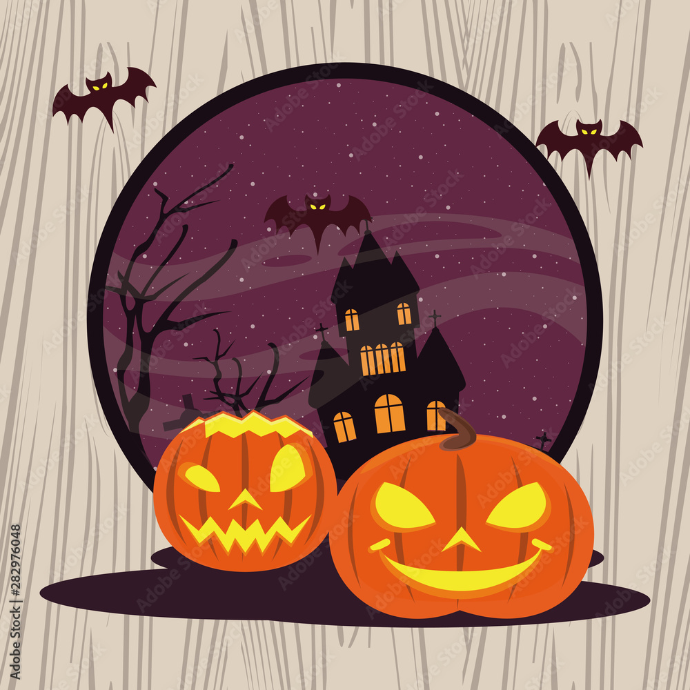 Fototapeta premium Halloween funny and scary cartoons