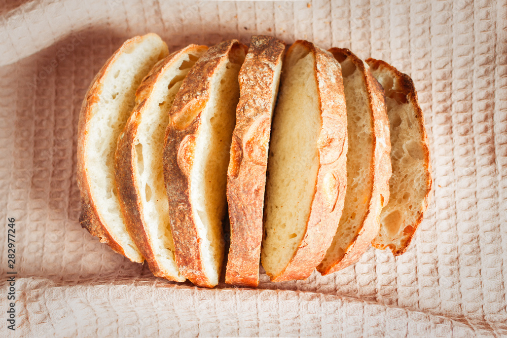 French bread. HOMEMADE BREAD ON WHEAT SOURDOUGH