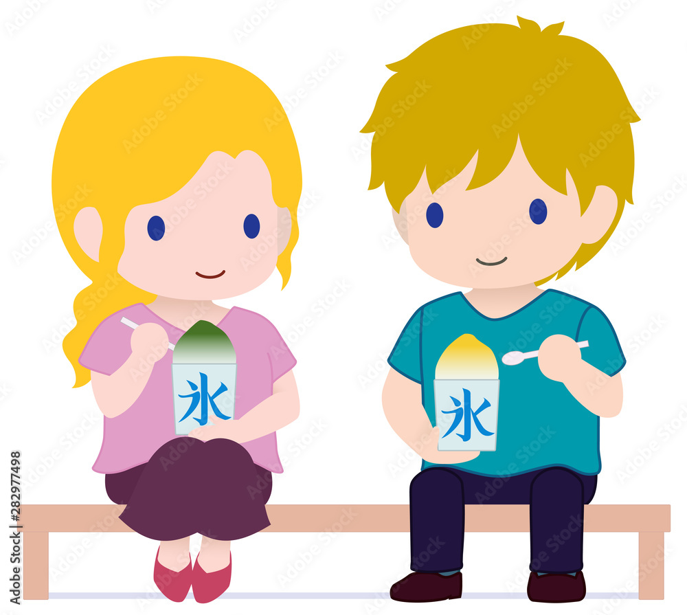 可愛い恋人たち ベンチでかき氷 タイプA 可愛い恋人たち ベンチでかき氷 タイプA