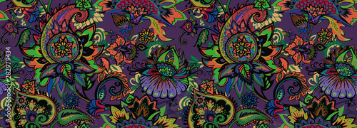 Paisley. Seamless Textile floral pattern with oriental paisley ornament.