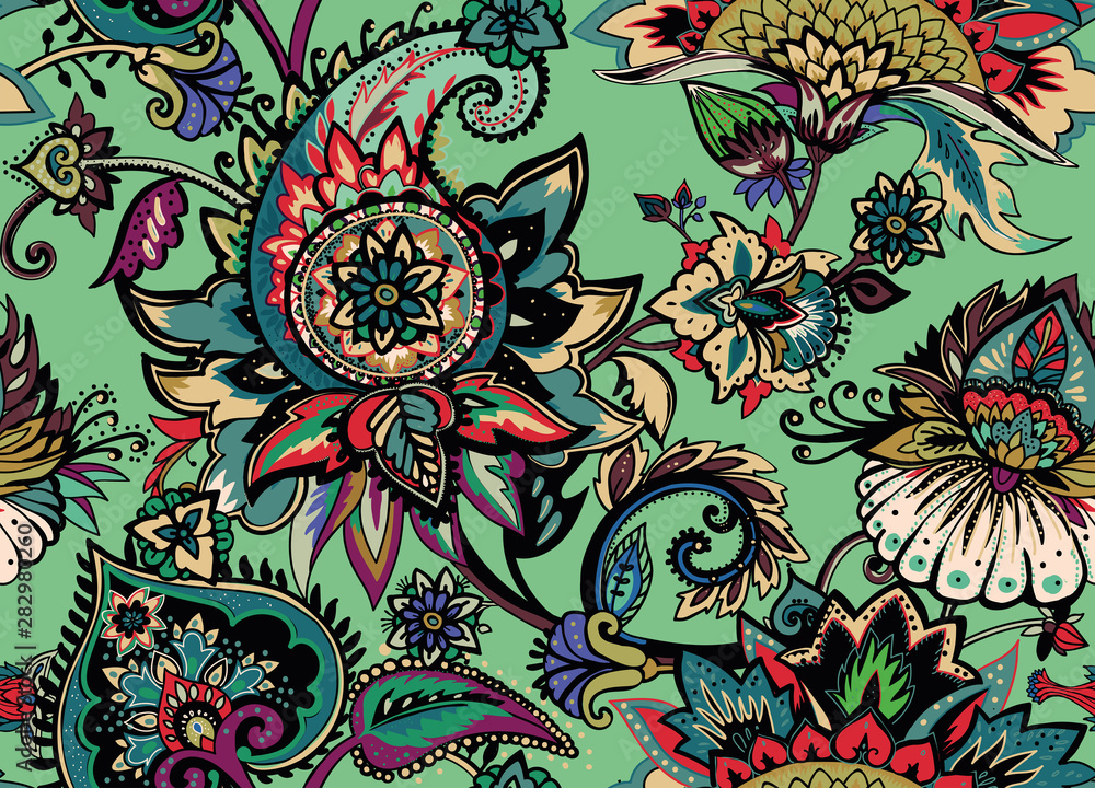Paisley. Seamless Textile floral pattern with oriental paisley ornament. Paisley. Seamless Textile floral pattern with oriental paisley ornament.