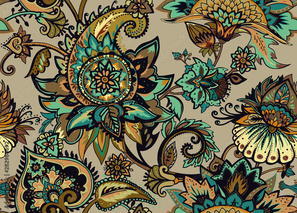 Paisley. Seamless Textile floral pattern with oriental paisley ornament. Paisley. Seamless Textile floral pattern with oriental paisley ornament.