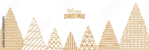 geometrischer Weihnachtsbanner weiß mit Bäumen