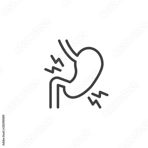Stomach pain line icon. linear style sign for mobile concept and web design. Stomach ache outline vector icon. Gastritis symbol, logo illustration. Vector graphics