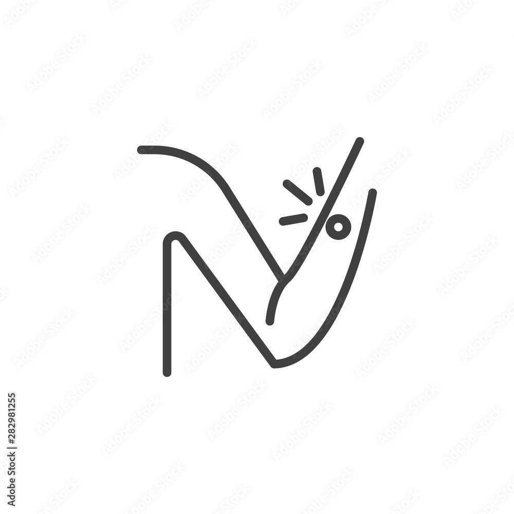 Forearm pain line icon. linear style sign for mobile concept and web design. Arm pain outline vector icon. Symbol, logo illustration. Vector graphics Forearm pain line icon. linear style sign for mobile concept and web design. Arm pain outline vector icon. Symbol, logo illustration. Vector graphics