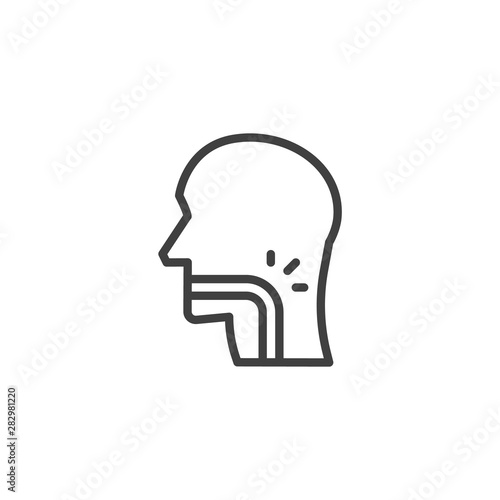 Throat pain line icon. linear style sign for mobile concept and web design. Sore throat outline vector icon. Symbol, logo illustration. Vector graphics