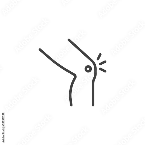 Knee pain line icon. linear style sign for mobile concept and web design. Knee joint injury outline vector icon. Arthritis symbol, logo illustration. Vector graphics