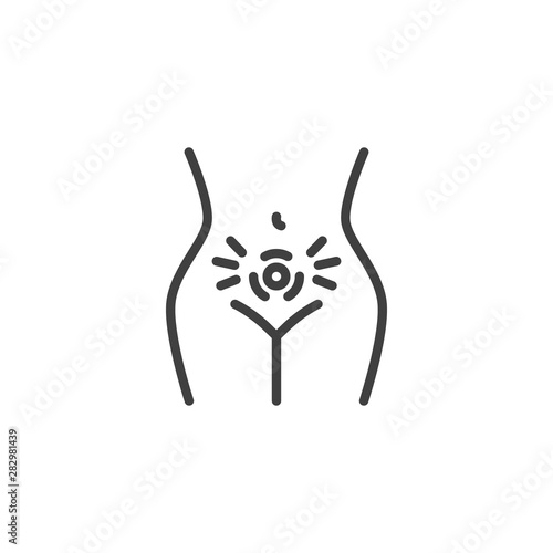 Menstrual cramps line icon. linear style sign for mobile concept and web design. Woman belly pain outline vector icon. Symbol, logo illustration. Vector graphics