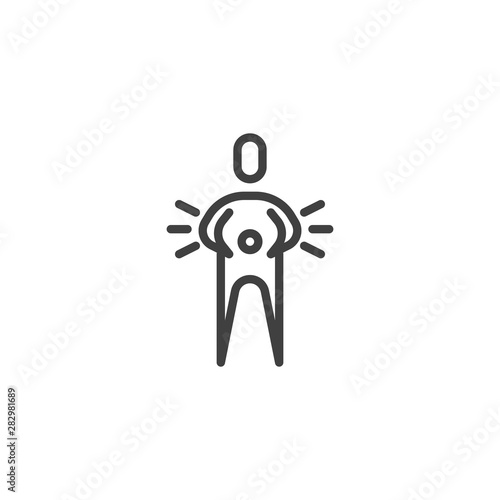 Human stomach pain line icon. linear style sign for mobile concept and web design. Chronic gastritis outline vector icon. Symbol, logo illustration. Vector graphics