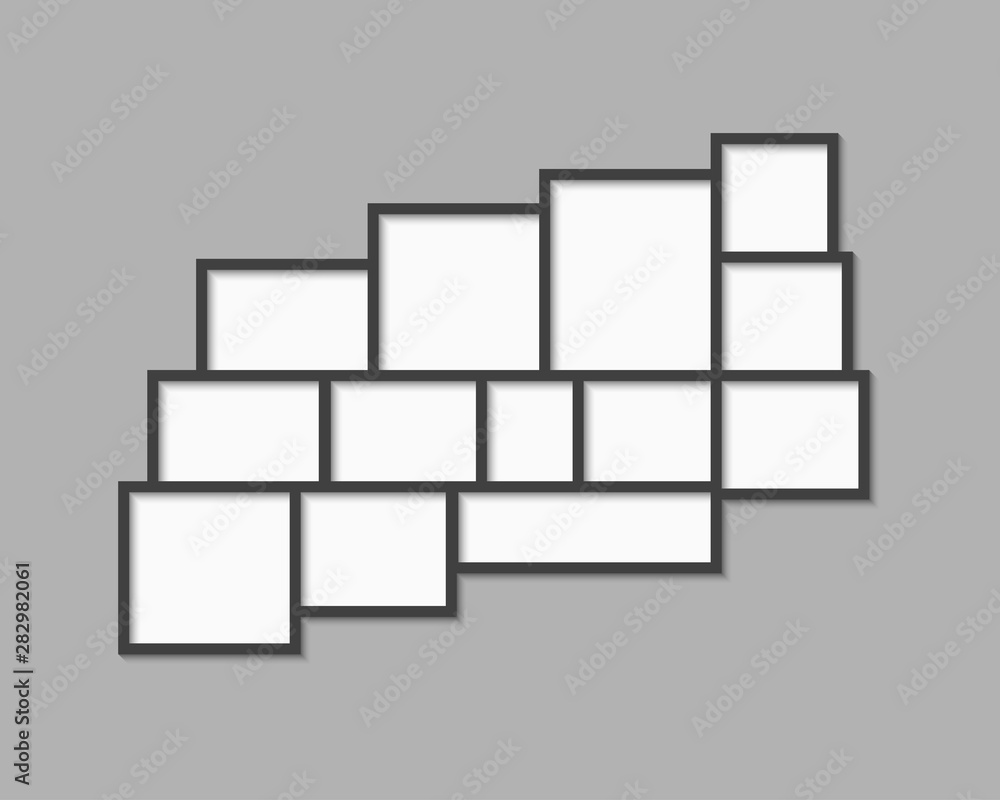 Vector empty collage board thirteen frames, photo Vector empty collage board thirteen frames, photo