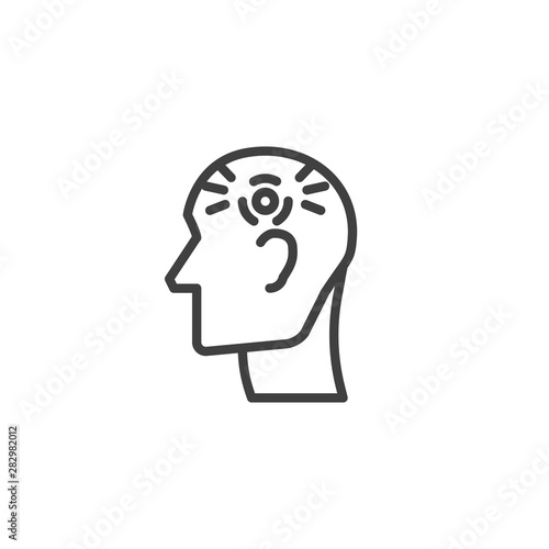 Head ache line icon. linear style sign for mobile concept and web design. Human headache outline vector icon. Symbol, logo illustration. Vector graphics
