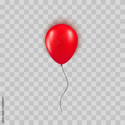 Realistic red balloon isolated on transparent background. Vector element for Birthday or Black Friday Sale greeting card concept. Vector illustration