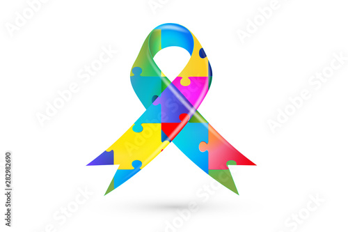 Autism puzzle ribbon symbol