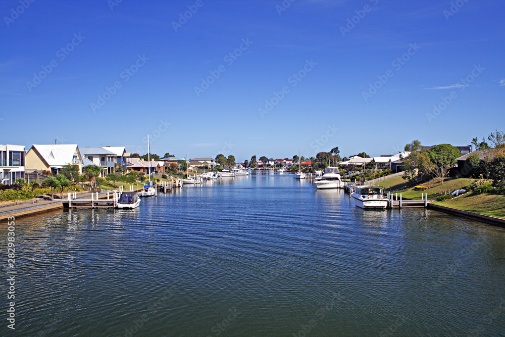 A quiet residential canal at Metung. Australia.