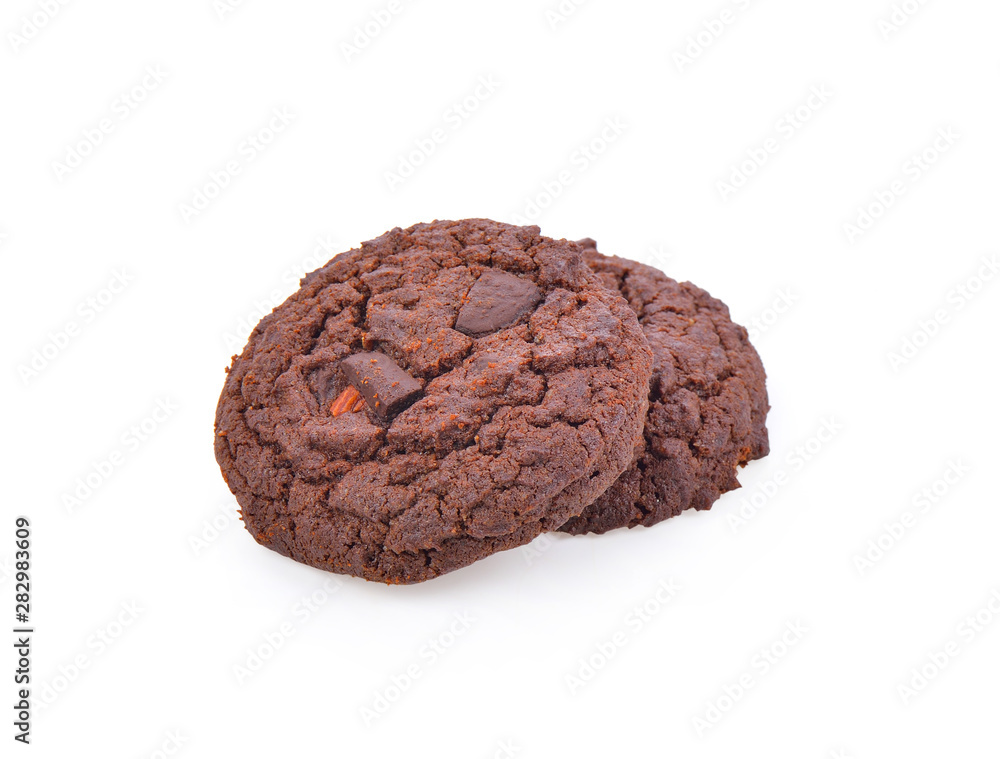 Soft chocolate cookies on white background Soft chocolate cookies on white background