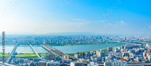 Fototapeta Naklejka Na Ścianę i Meble -  大阪・都市風景・パノラマ