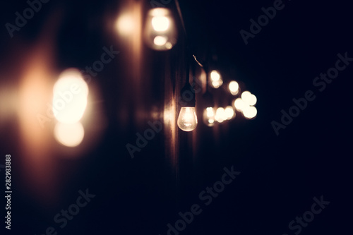 Backyard Lights on Wooden Fence
