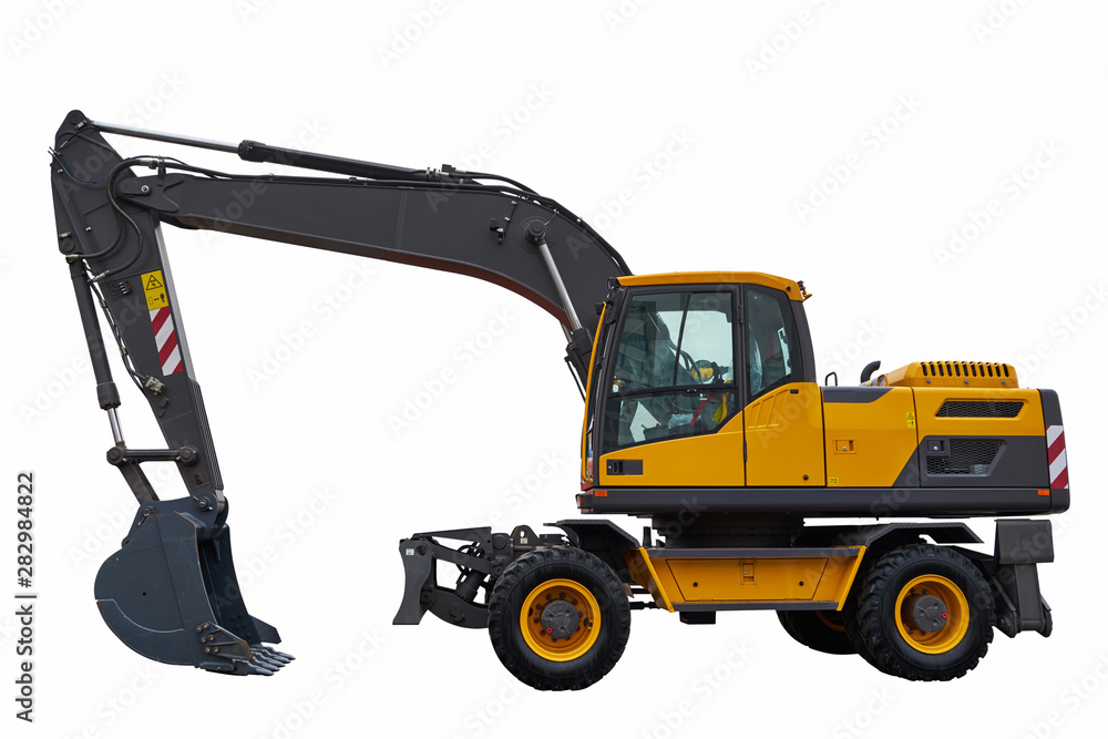 Image of a modern excavator. Isolated on white. Image of a modern excavator. Isolated on white.