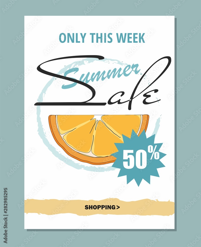 Summer sale template banner.with orange. Vector illustration