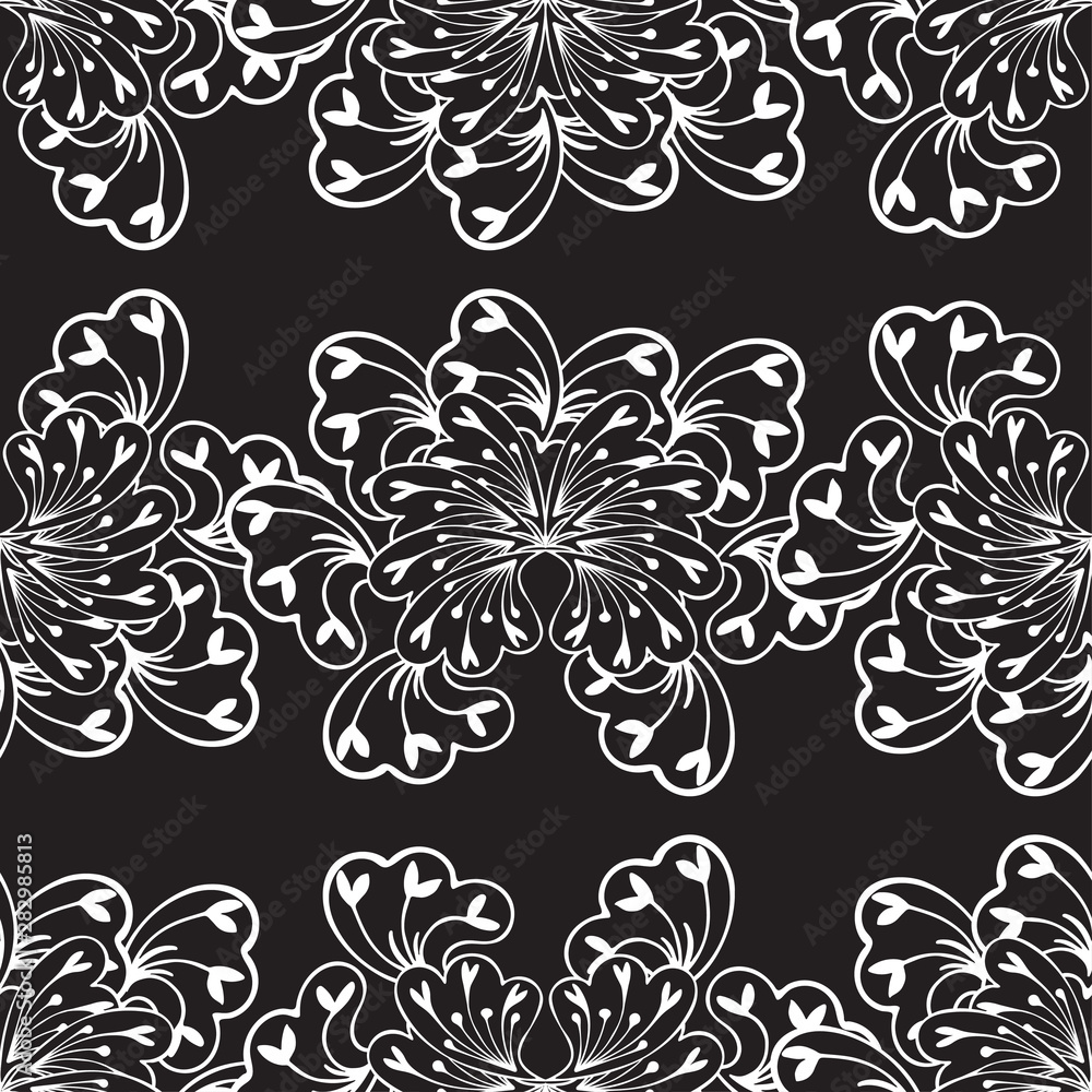 Abstract floral pattern of white contours