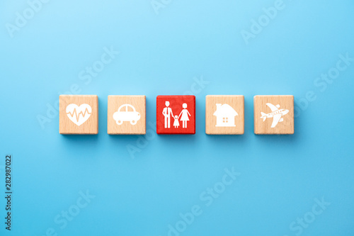 Insurance concept. Wooden b...