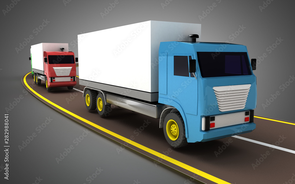 truck on freeway concept. 3d illustration truck on freeway concept. 3d illustration