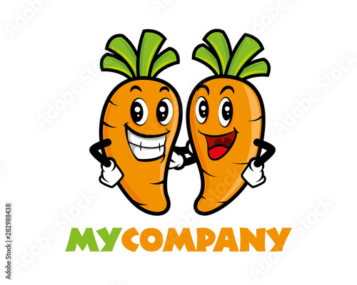 Cartoon carrot in twins mascot - vector character