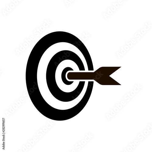 Aim icon. Arrow in aim. Idea, concept sign. Winner, target goal icon. Success logo. Target icon with arrow.