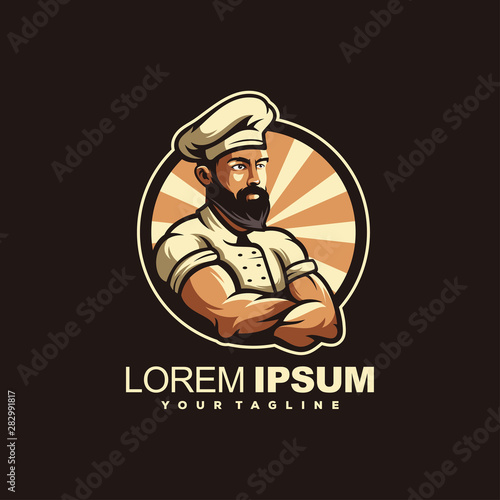 awesome bearded chef logo design