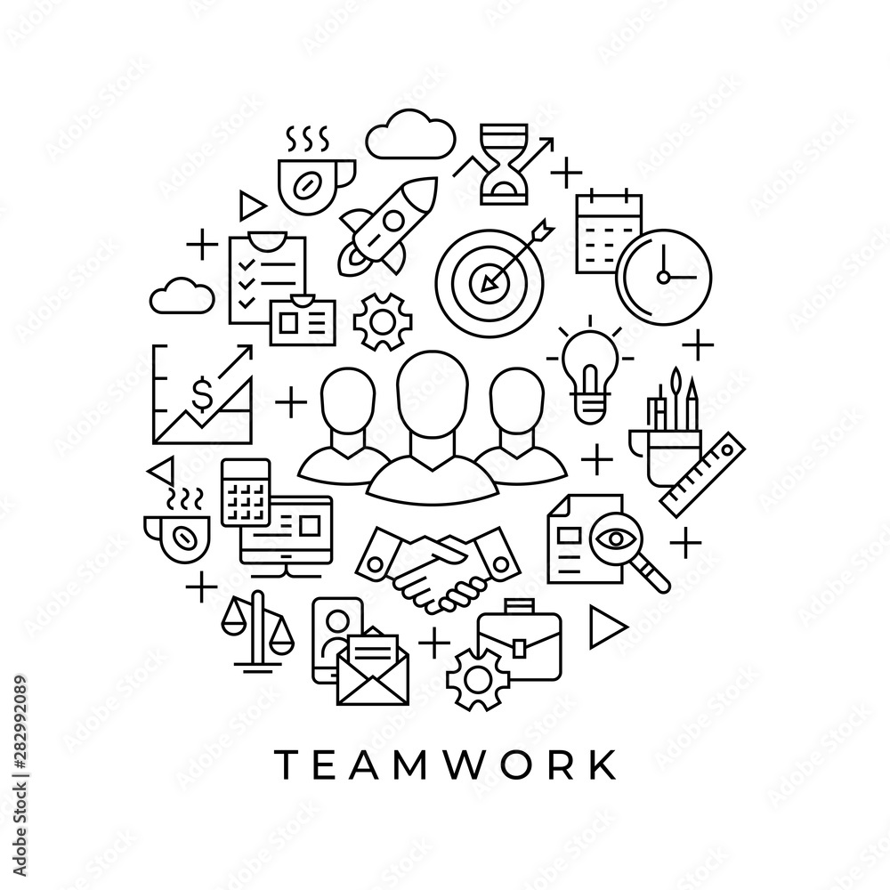 Team work, start up, business vector background