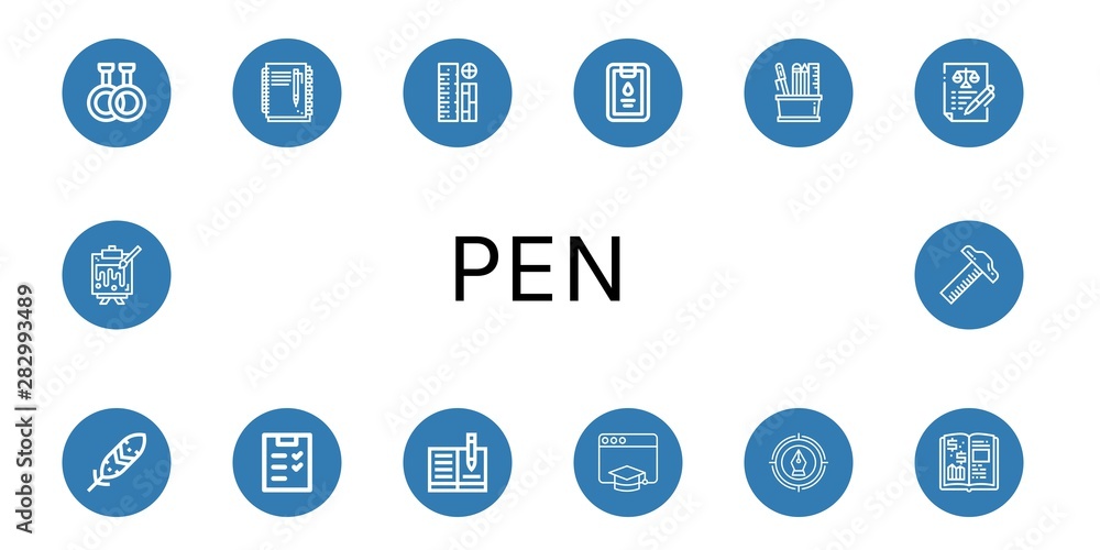 Set of pen icons such as Rubber, Notebook, Rulers, Clipboard, Pencil case, Agreement, Feather, Checklist, Education, Pen, Finance book, Painting, Ruler , pen Set of pen icons such as Rubber, Notebook, Rulers, Clipboard, Pencil case, Agreement, Feather, Checklist, Education, Pen, Finance book, Painting, Ruler , pen