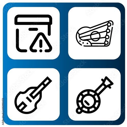 Set of string icons such as Important delivery, Kankles, Double bass, Banjo , string