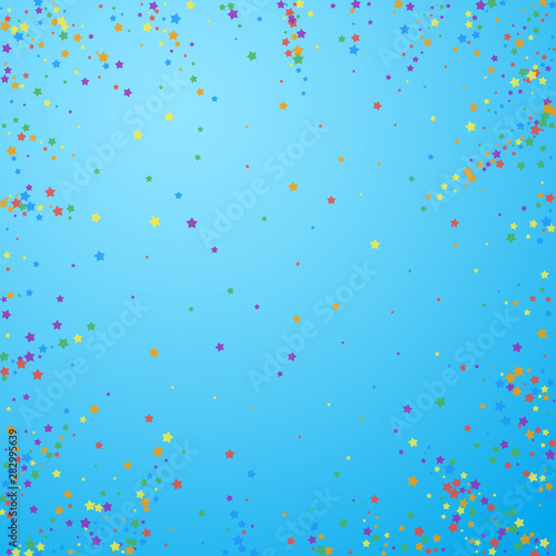 Festive confetti. Celebration stars. Rainbow brigh