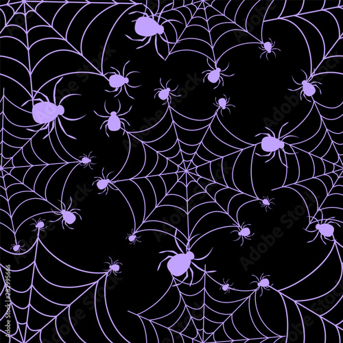 Abstract seamless halloween pattern for girls or boys. Creative vector halloween background with net, spider. Funny halloween pattern for textile and fabric. Fashion spider net style. Colorful picture