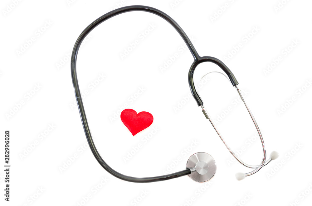 medical stethoscope and red heart isolated on white background medical stethoscope and red heart isolated on white background