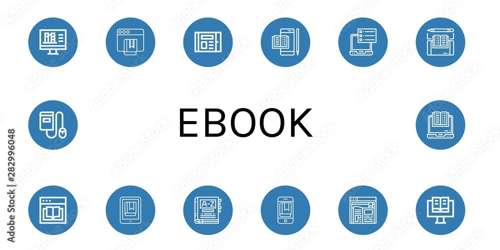 Set of ebook icons such as Online library, Ebook, Dictionary , ebook Set of ebook icons such as Online library, Ebook, Dictionary , ebook