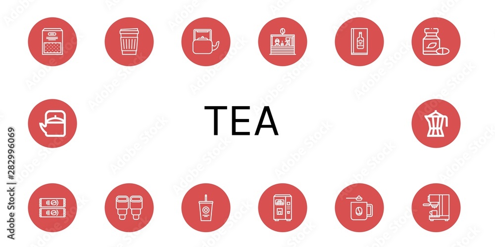 Set of tea icons such as Semolina, Paper cup, Kettle, Coffee shop, Wine menu, Herbal, Instant coffee, Pastry, Soda, Juice, Coffee mug, maker, Teapot , tea Set of tea icons such as Semolina, Paper cup, Kettle, Coffee shop, Wine menu, Herbal, Instant coffee, Pastry, Soda, Juice, Coffee mug, maker, Teapot , tea