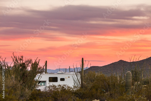 Fotótapéta RV camping on Sonoran desert campground