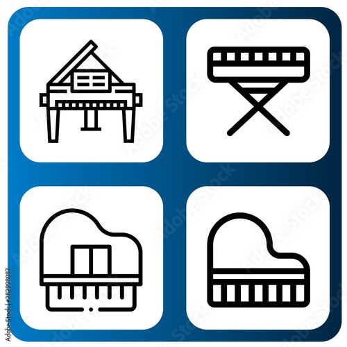 Set of octave icons such as Piano, Grand piano , octave